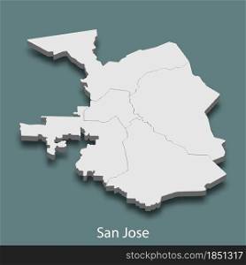 3d isometric map of San Jose is a city of United States, vector illustration. 3d isometric map of San Jose is a city of United States