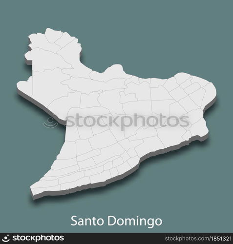 3d isometric map of Santo Domingo is a city of Dominican Republic , vector illustration. 3d isometric map of Santo Domingo is a city of Dominican Republi