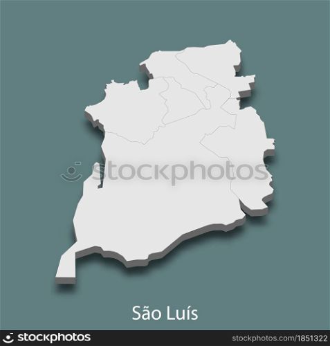 3d isometric map of Sao Luis is a city of Brazil , vector illustration. 3d isometric map of Sao Luis is a city of Brazil