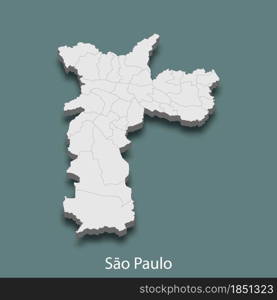 3d isometric map of Sao Paulo is a city of Brazil , vector illustration. 3d isometric map of Sao Paulo is a city of Brazil