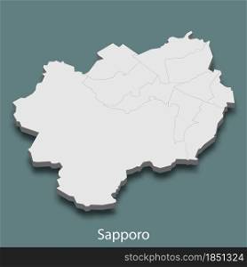 3d isometric map of Sapporo is a city of Japan, vector illustration. 3d isometric map of Sapporo is a city of Japan