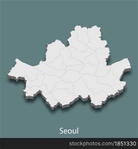 3d isometric map of Seoul is a city of Korea, vector illustration. 3d isometric map of Seoul is a city of Korea