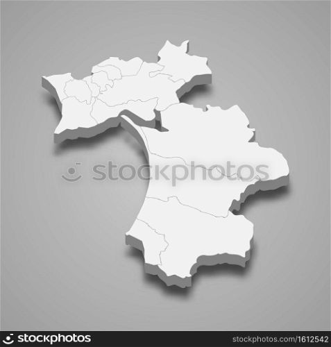 3d isometric map of Setubal is a district of Portugal, vector illustration. 3d isometric map of Setubal is a district of Portugal