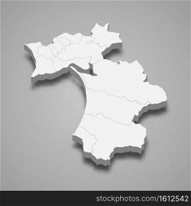 3d isometric map of Setubal is a district of Portugal, vector illustration. 3d isometric map of Setubal is a district of Portugal
