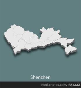 3d isometric map of Shenzhen is a city of China, vector illustration. 3d isometric map of Shenzhen is a city of China