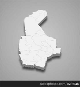 3d isometric map of Sistan and Baluchestan is a province of Iran, vector illustration. 3d isometric map of Sistan and Baluchestan is a province of Iran