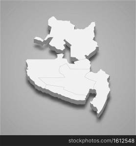 3d isometric map of Soccsksargen is a region of Philippines, vector illustration. 3d isometric map of Soccsksargen is a region of Philippines,
