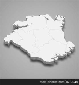 3d isometric map of Sodermanland is a county of Sweden, vector illustration. 3d isometric map of Sodermanland is a county of Sweden,