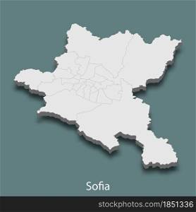 3d isometric map of Sofia is a city of Bulgaria, vector illustration. 3d isometric map of Sofia is a city of Bulgaria