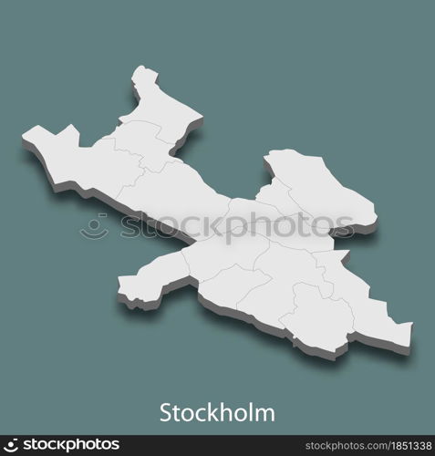 3d isometric map of Stockholm is a city of Sweden , vector illustration. 3d isometric map of Stockholm is a city of Sweden