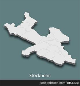 3d isometric map of Stockholm is a city of Sweden , vector illustration. 3d isometric map of Stockholm is a city of Sweden