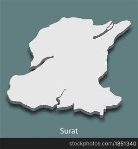 3d isometric map of Surat is a city of India, vector illustration. 3d isometric map of Surat is a city of India