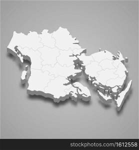 3d isometric map of Syddanmark is a region of Denmark. 3d isometric map of Syddanmark is a region of Denmark, vector il
