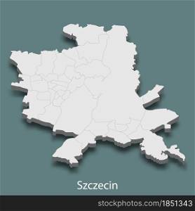 3d isometric map of Szczecin is a city of Poland, vector illustration. 3d isometric map of Szczecin is a city of Poland
