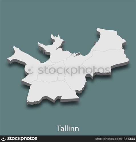 3d isometric map of Tallinn is a city of Estonia , vector illustration. 3d isometric map of Tallinn is a city of Estonia