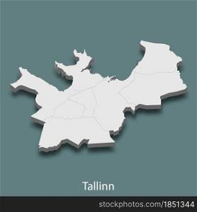 3d isometric map of Tallinn is a city of Estonia , vector illustration. 3d isometric map of Tallinn is a city of Estonia