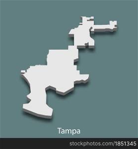 3d isometric map of Tampa is a city of United States, vector illustration. 3d isometric map of Tampa is a city of United States