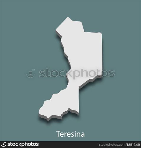 3d isometric map of Teresina is a city of Brazil , vector illustration. 3d isometric map of Teresina is a city of Brazil