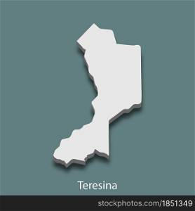 3d isometric map of Teresina is a city of Brazil , vector illustration. 3d isometric map of Teresina is a city of Brazil