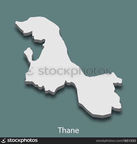 3d isometric map of Thane is a city of India, vector illustration. 3d isometric map of Thane is a city of India