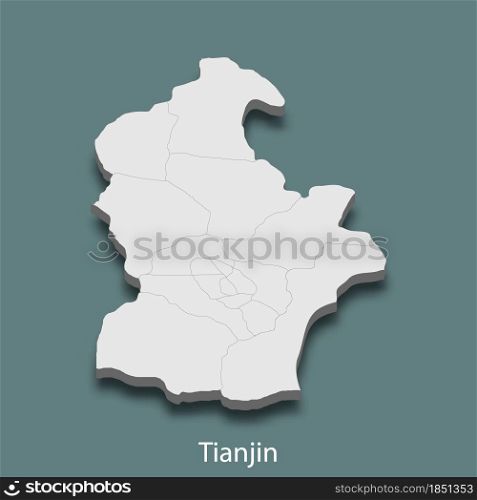 3d isometric map of Tianjin is a city of China, vector illustration. 3d isometric map of Tianjin is a city of China