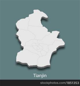 3d isometric map of Tianjin is a city of China, vector illustration. 3d isometric map of Tianjin is a city of China