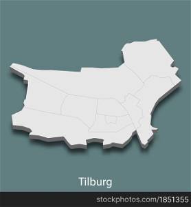 3d isometric map of Tilburg is a city of Netherlands, vector illustration. 3d isometric map of Tilburg is a city of Netherlands