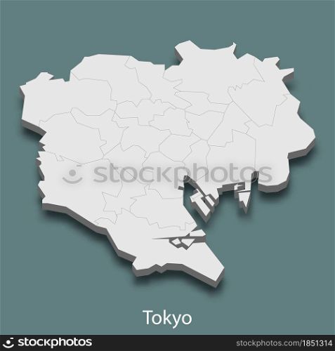 3d isometric map of Tokyo is a city of Japan, vector illustration. 3d isometric map of Tokyo is a city of Japan