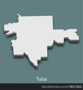 3d isometric map of Tulsa is a city of United States, vector illustration. 3d isometric map of Tulsa is a city of United States