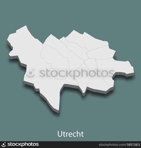 3d isometric map of Utrecht is a city of Netherlands, vector illustration. 3d isometric map of Utrecht is a city of Netherlands