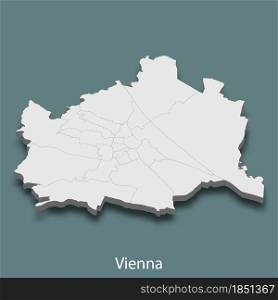 3d isometric map of Vienna is a city of Austria , vector illustration. 3d isometric map of Vienna is a city of Austria