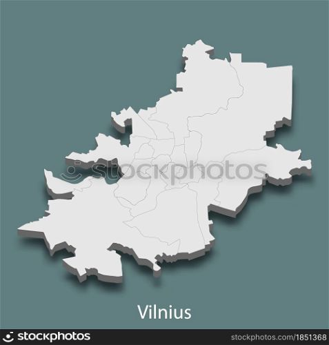 3d isometric map of Vilnius is a city of Lithuania , vector illustration. 3d isometric map of Vilnius is a city of Lithuania
