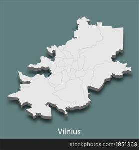 3d isometric map of Vilnius is a city of Lithuania , vector illustration. 3d isometric map of Vilnius is a city of Lithuania