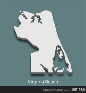 3d isometric map of Virginia Beach is a city of United States, vector illustration. 3d isometric map of Virginia Beach is a city of United States