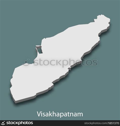 3d isometric map of Visakhapatnam is a city of India, vector illustration. 3d isometric map of Visakhapatnam is a city of India