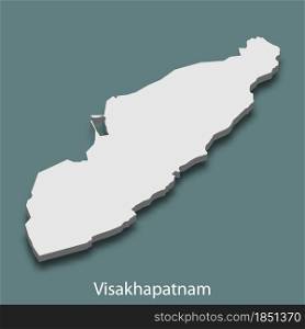 3d isometric map of Visakhapatnam is a city of India, vector illustration. 3d isometric map of Visakhapatnam is a city of India