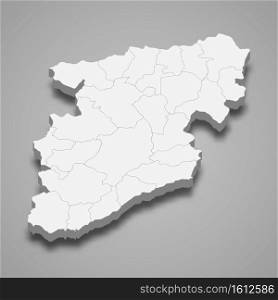 3d isometric map of Viseu is a district of Portugal, vector illustration. 3d isometric map of Viseu is a district of Portugal
