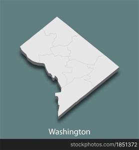 3d isometric map of Washington is a city of United States, vector illustration. 3d isometric map of Washington is a city of United States