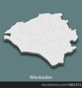 3d isometric map of Wiesbaden is a city of Germany, vector illustration. 3d isometric map of Wiesbaden is a city of Germany
