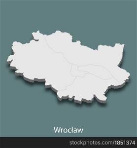 3d isometric map of Wroclaw is a city of Poland, vector illustration. 3d isometric map of Wroclaw is a city of Poland