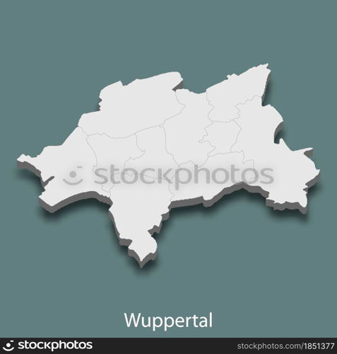 3d isometric map of Wuppertal is a city of Germany, vector illustration. 3d isometric map of Wuppertal is a city of Germany