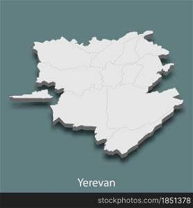 3d isometric map of Yerevan is a city of Armenia , vector illustration. 3d isometric map of Yerevan is a city of Armenia