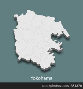 3d isometric map of Yokohama is a city of Japan, vector illustration. 3d isometric map of Yokohama is a city of Japan