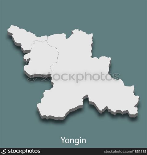 3d isometric map of Yongin is a city of Korea, vector illustration. 3d isometric map of Yongin is a city of Korea