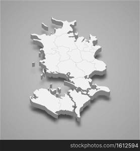 3d isometric map of Zealand is a region of Denmark. 3d isometric map of Zealand is a region of Denmark, vector illus