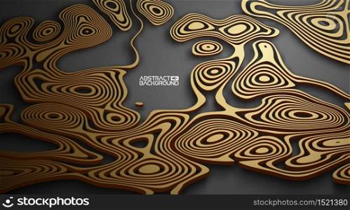3d luxury background. Abstract gold on black modern concept. Paper cut vector wallpaper. Realistic illustration business template. Geometric luxury relief background with shadow. Digital technology card for presentation.. 3d luxury background. Abstract gold on black modern concept. Paper cut vector wallpaper. Realistic illustration business template. Geometric luxury relief background with shadow. Digital technology card for presentation. Vector Illustration.