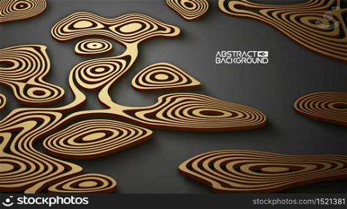 3d luxury background. Abstract gold on black modern concept. Paper cut vector wallpaper. Realistic illustration business template. Geometric luxury relief background with shadow. Digital technology card for presentation.. 3d luxury background. Abstract gold on black modern concept. Paper cut vector wallpaper. Realistic illustration business template. Geometric luxury relief background with shadow. Digital technology card for presentation. Vector Illustration.
