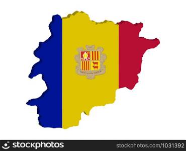 3D Map and National flag of Andorra. Vector illustration eps 10. 3D Map and National flag of Andorra. Vector illustration