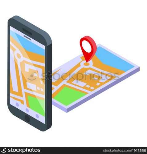 3d map icon isometric vector. Virtual technology. Phone tech. 3d map icon isometric vector. Virtual technology