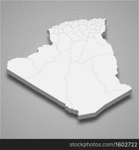 3d map of Algeria with borders of regions. 3d map with borders of regions Template for your design